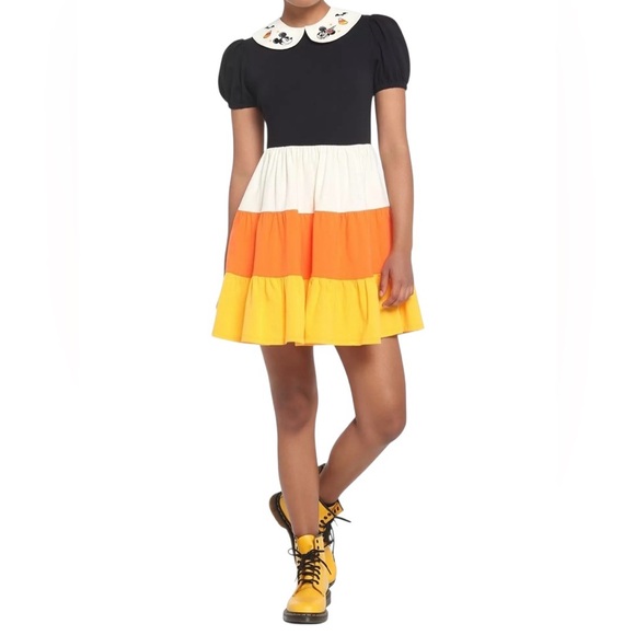 Her Universe Disney Halloween Candy Corn Collared Dress Size 3 - Picture 5 of 8